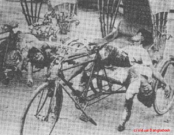 The aftermath of the crackdown. Estimates range from a million to three million killed by the Pakistani army during the duration of the Liberation war. The aftermath of the crackdown. Estimates range from a million to three million killed by the Pakistani army during the duration of the Liberation war.