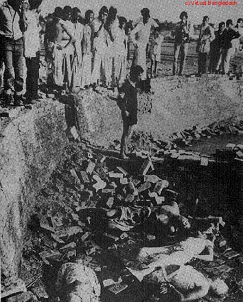 The aftermath of the crackdown. Estimates range from a million to three million killed by the Pakistani army during the duration of the Liberation war.